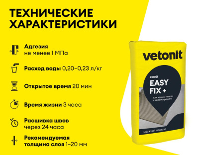 Клей плиточный ветонит изи фикс + 25кг (Nev)  (фото)